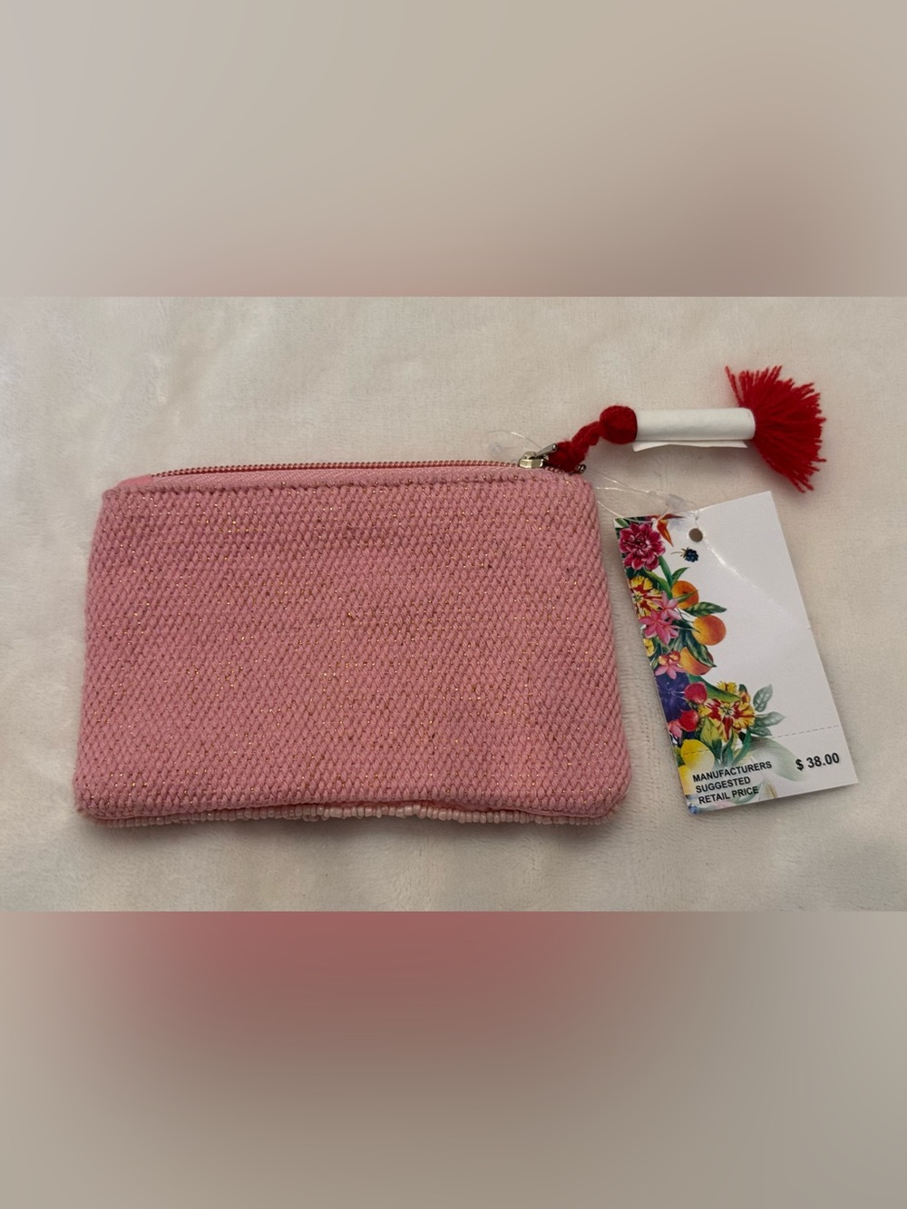 Express Edit handcrafted Beaded Pink Crab Wristlet Pouch. NWT - Picture 2 of 3